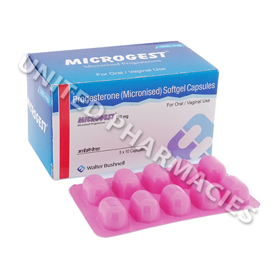 Microgest (Micronised Progesterone) - 200mg (50 Capsules)1